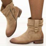 Khaki zamszowe botki damskie Jezzi 9180-wyprzedaż