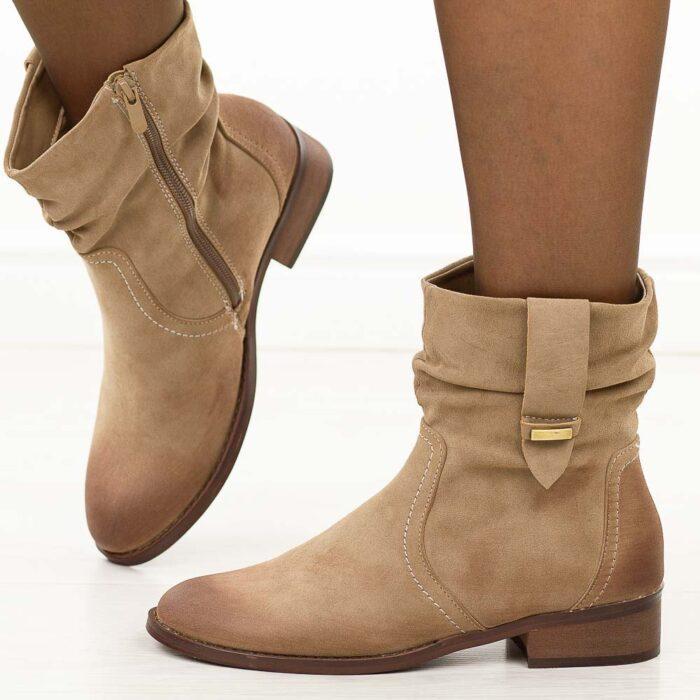 Khaki zamszowe botki damskie Jezzi 9180-wyprzedaż