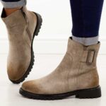 Khaki zamszowe botki damskie Potocki 19328-wyprzedaż