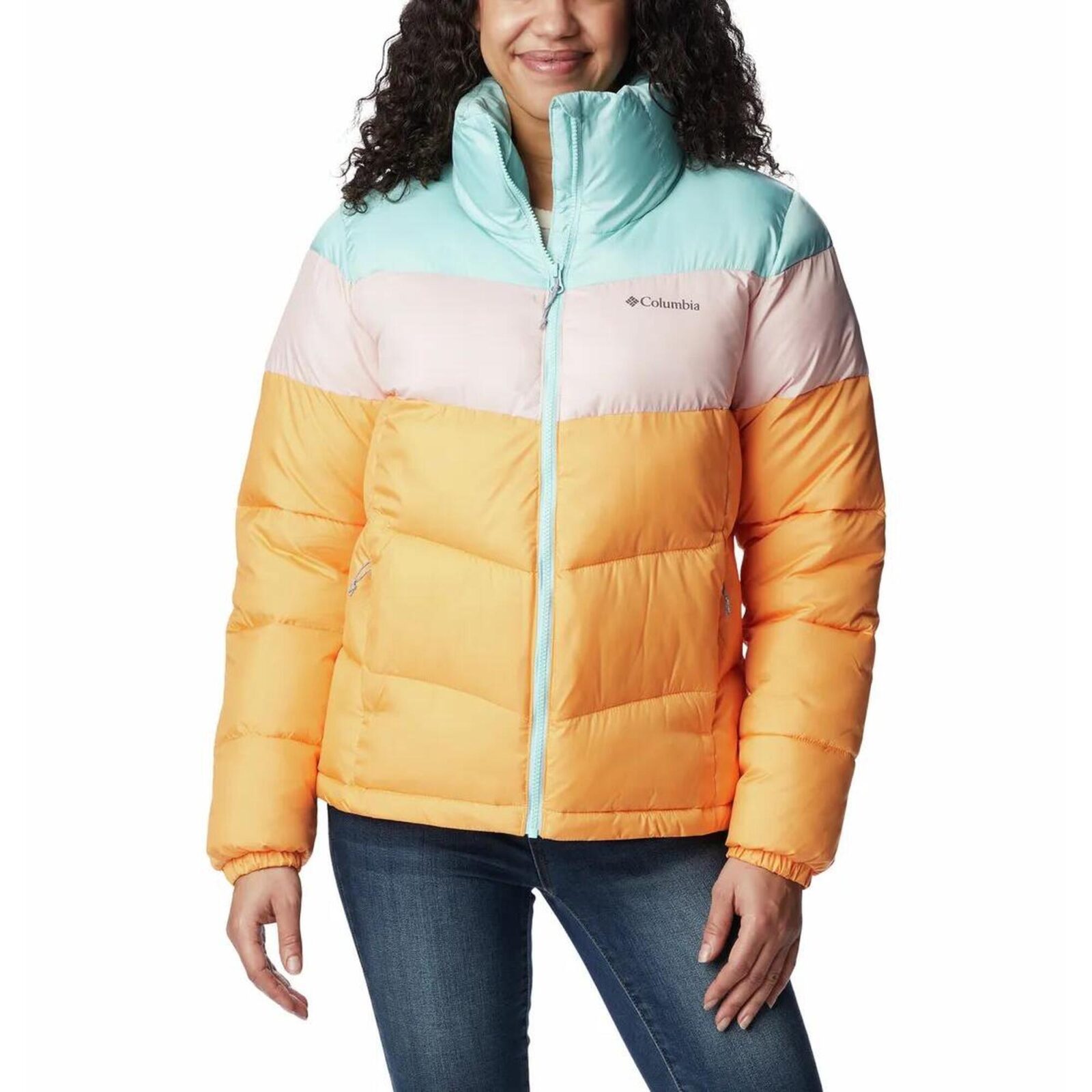 Kurtka Turystyczna Puchowa Damska Columbia Puffect Color Blocked Jacket-wyprzedaż
