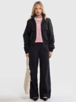 Kurtka damska o krótkim fasonie czarna Margo 906-wyprzedaż