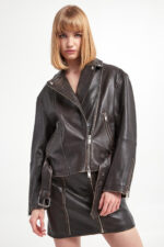 Kurtka damska skórzana Lessy WEEKEND MAX MARA-wyprzedaż