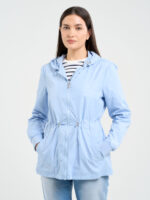 Kurtka damska z regulacją w tali z kapturem błękitna Mira 400-wyprzedaż