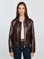 Kurtka damska ze skóry ekologicznej bordowa Britni 604-wyprzedaż