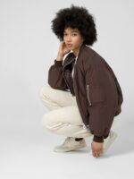 Kurtka przejściowa bomber damska Outhorn - brązowa-wyprzedaż