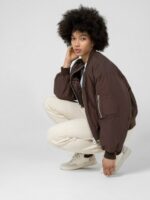 Kurtka przejściowa bomber damska - brązowa-wyprzedaż