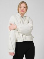 Kurtka przejściowa bomber damska - kremowa-wyprzedaż