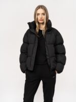 Kurtka puchowa puffer z wypełnieniem syntetycznym damska Outhorn - czarna-wyprzedaż