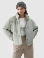 Kurtka puchowa z syntetycznym wypełnieniem damska - zielona-wyprzedaż