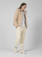 Kurtka puchowa z wypełnieniem syntetycznym damska Outhorn - beżowa-wyprzedaż