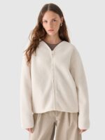 Kurtka sherpa bez kaptura damska Outhorn - biała-wyprzedaż