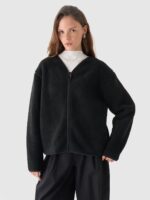 Kurtka sherpa bez kaptura damska Outhorn - czarna-wyprzedaż