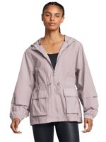 Kurtka treningowa damska Under Armour Crinkle Woven Jacket - beżowa-wyprzedaż