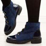 Niebieskie płaskie botki damskie M.Daszyński sa252-4-wyprzedaż