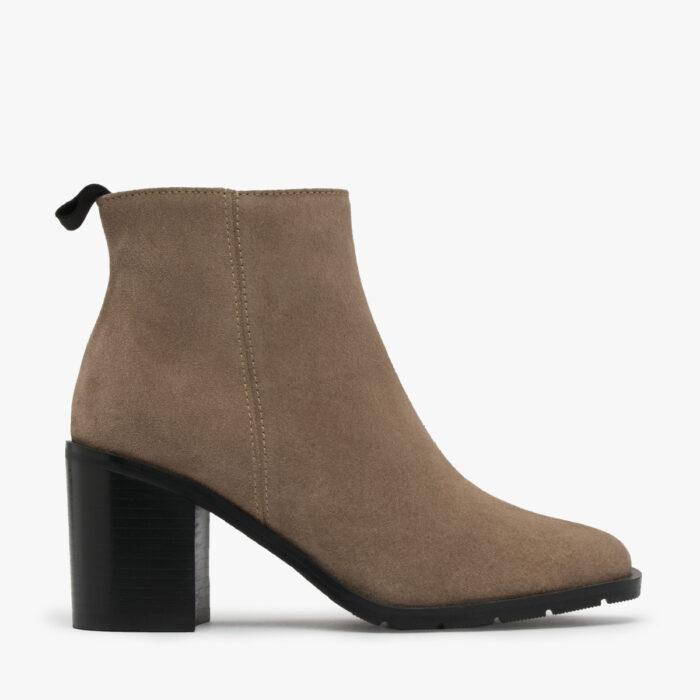 Piaskowe welurowe botki ALICE-wyprzedaż