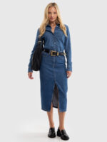 Spódnica damska jeansowa midi niebieska Cara 513-wyprzedaż