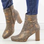 Złote botki damskie na słupku M.Daszyński Sa125-22-wyprzedaż