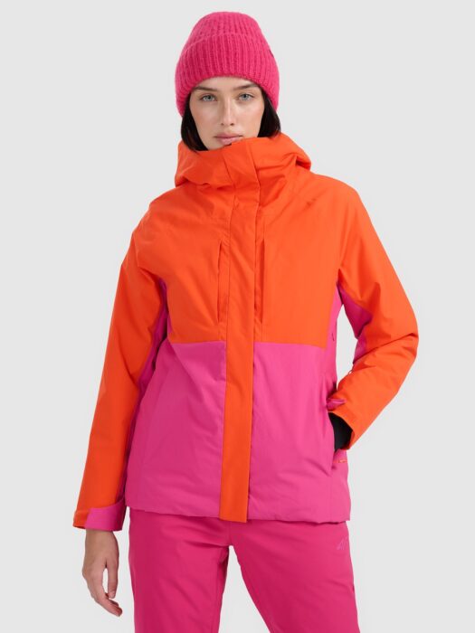 4F Kurtka narciarska membrana 8000 damska - pomarańczowa L-wyprzedaż