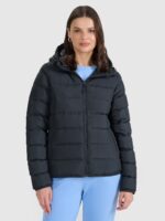 4F Kurtka puchowa z wypełnieniem naturalnym damska - czarna L-wyprzedaż