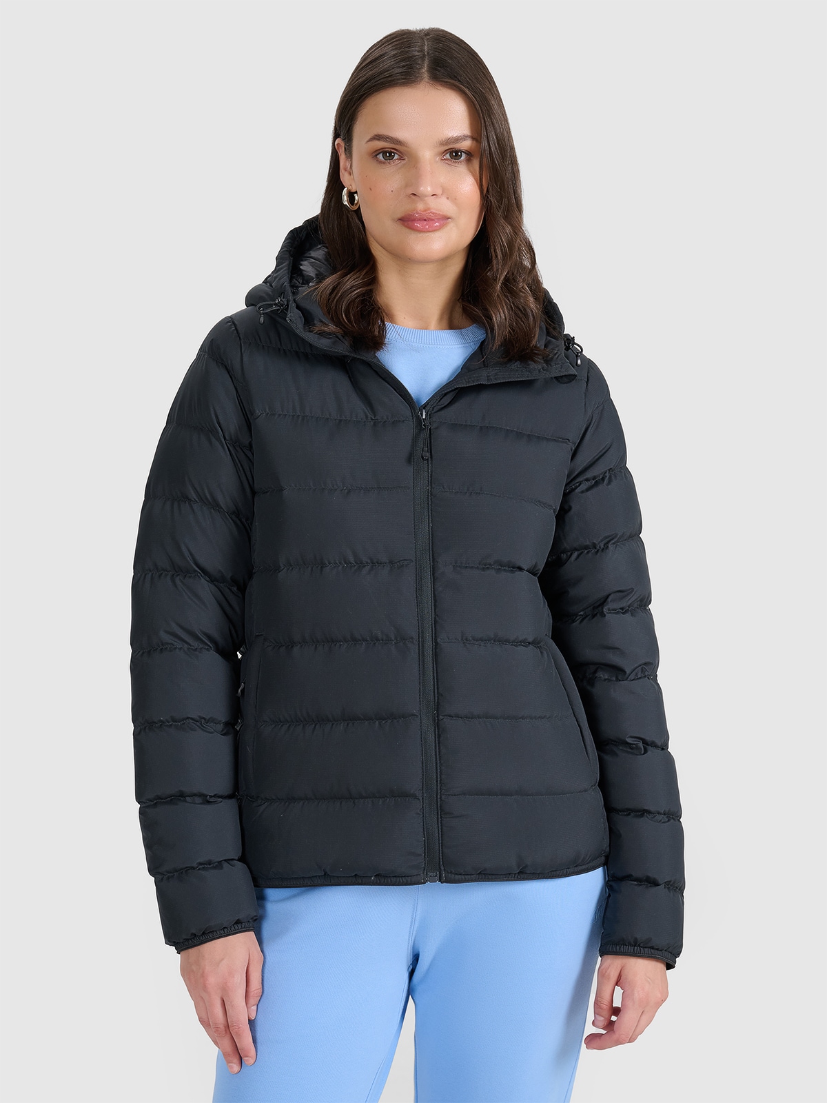 4F Kurtka puchowa z wypełnieniem naturalnym damska - czarna M-wyprzedaż