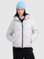 4F Kurtka puchowa z wypełnieniem syntetycznym damska - szara L-wyprzedaż