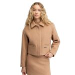 Damska krótka wełniana kurtka Siroko Strodet-W Sand-wyprzedaż