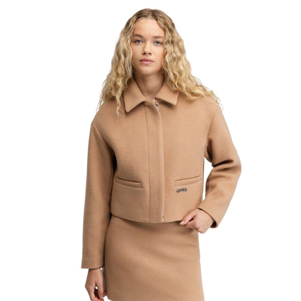 Damska krótka wełniana kurtka Siroko Strodet-W Sand-wyprzedaż