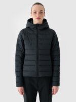 4F Kurtka puchowa z wypełnieniem z recyklingu damska - czarna XXL-wyprzedaż
