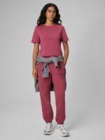 4F Spodnie dresowe joggery damskie - burgundowe XXL-wyprzedaż
