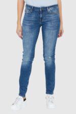 7 FOR ALL MANKIND Błękitne jeansy damskie Z PRZETARCIEM PYPER SLIM ILLUSION OUTLINE-wyprzedaż