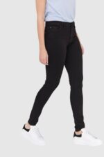 7 FOR ALL MANKIND Czarne jeansy damskie z wysokim stanem HW SKINNY SLIM ILLUSION RINSED BLACK-wyprzedaż