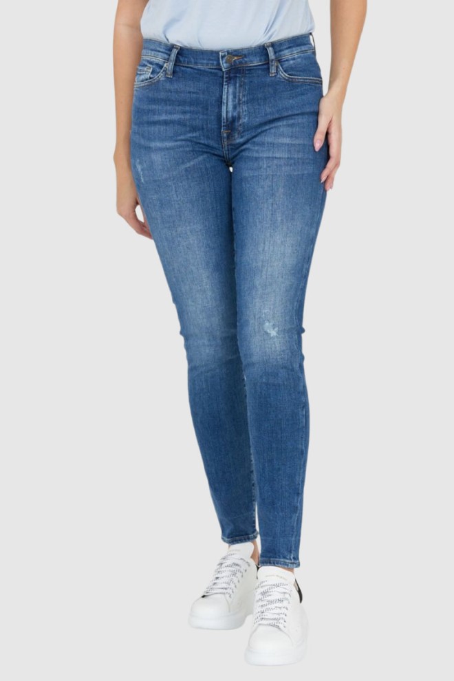 7 FOR ALL MANKIND Jeansy z przetarciami HW SKINNY SLIM ILLUSION Outline-wyprzedaż