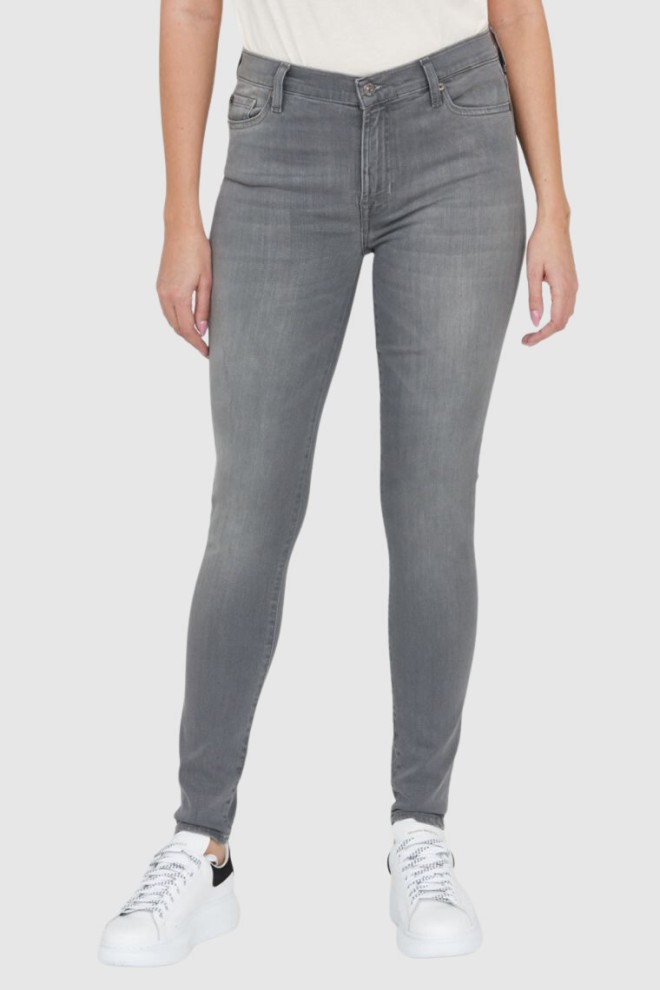 7 FOR ALL MANKIND Szare jeansy z wysokim stanem HW SKINNY-wyprzedaż