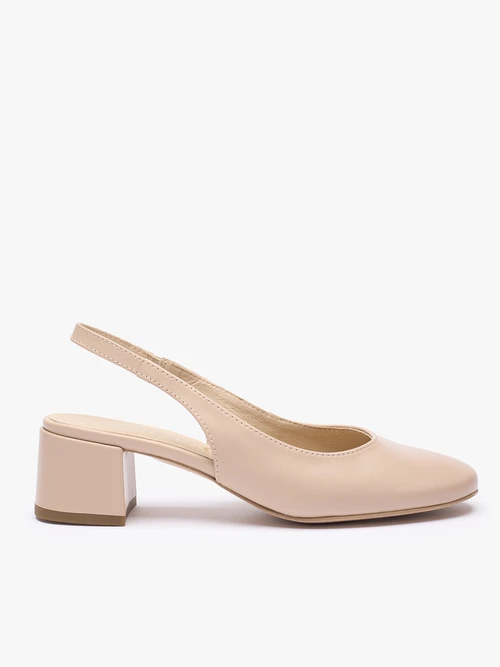Beżowe czółenka slingback bez pięty-wyprzedaż