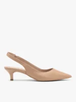 Beżowe czółenka slingback na obcasie typu kaczuszka-wyprzedaż