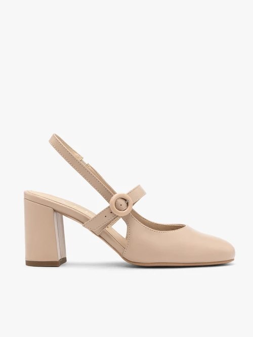 Beżowe czółenka typu slingback-wyprzedaż