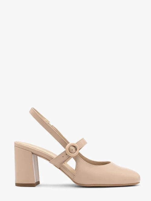 Beżowe czółenka typu slingback-wyprzedaż
