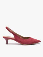 Bordowe czółenka bez pięty slingback-wyprzedaż