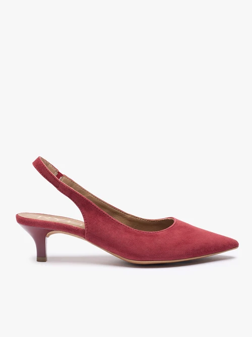 Bordowe czółenka bez pięty slingback-wyprzedaż