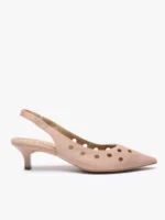 Brudnoróżowe wycinane czółenka bez pięty slingback-wyprzedaż