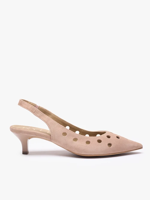 Brudnoróżowe wycinane czółenka bez pięty slingback-wyprzedaż