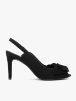 Czarne czółenka peep toe z kokardą-wyprzedaż