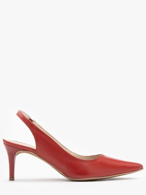 Czerwone czółenka typu slingback na szpilce-wyprzedaż