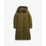 Długa kurtka z kapturem z sztucznego futra dla kobiet Superdry Fuji-wyprzedaż