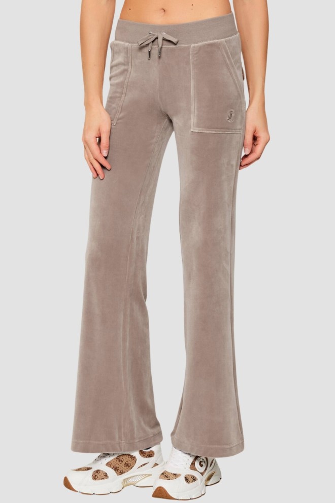 JUICY COUTURE Ciemno-beżowe spodnie dresowe damskie Layla Low Rise Pocket