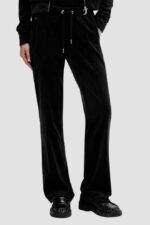 JUICY COUTURE Czarne spodnie dresowe damskie z cyrkoniami Tina Outline