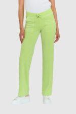 JUICY COUTURE Klasyczne welurowe spodnie dresowe damskie del ray w jasnozielonym kolorze