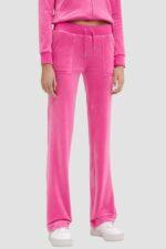 JUICY COUTURE Różowe damskie spodnie welurowe Del Ray Pocket Pant