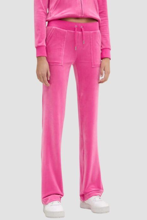 JUICY COUTURE Różowe damskie spodnie welurowe Del Ray Pocket Pant