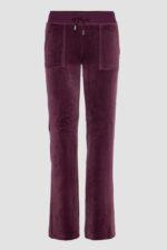 JUICY COUTURE Śliwkowe damskie spodnie welurowe Del Ray Pocket Pant